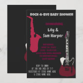 Rock a bye Guitar Rock Star Baby shower Invitation Kaart (Voorkant / Achterkant)