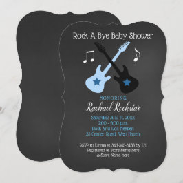 Rock a bye Guitar Rock Star Baby shower Invitation Kaart