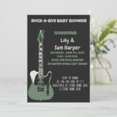 Rock a bye Guitar Rock Star Baby shower Invitation Kaart (Staand voorkant)