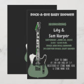 Rock a bye Guitar Rock Star Baby shower Invitation Kaart (Voorkant / Achterkant)