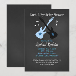 Rock a bye Guitar Rock Star Baby shower Invitation Kaart