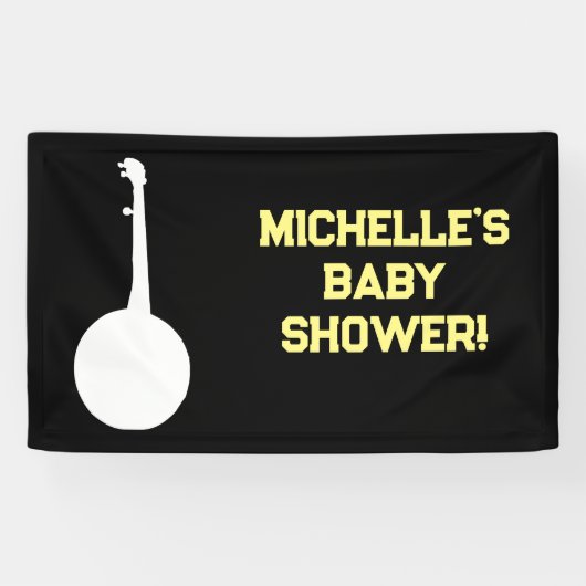 Rock a Bye Rock Star Gitaar Baby Shower Vlag Spandoek (Horizontaal)