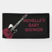 Rock a Bye Rock Star Gitaar Baby Shower Vlag Spandoek (Horizontaal)