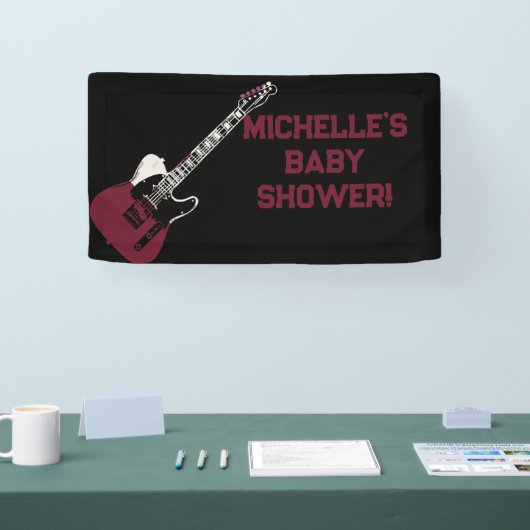 Rock a Bye Rock Star Gitaar Baby Shower Vlag Spandoek (Beurs)