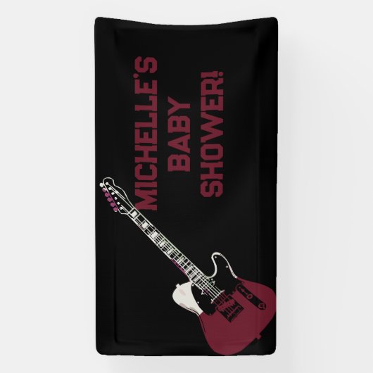 Rock a Bye Rock Star Gitaar Baby Shower Vlag Spandoek (Verticaal)