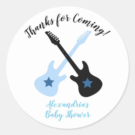 Rock a bye Rockstar Baby Shower Favor Stickers (Voorkant)