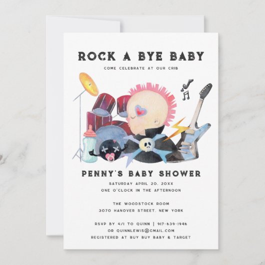 Rock A Dag | Baby shower met rots en rollen (Voorkant)