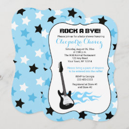 Rock a Dag Blue Rock Star Guitar Baby shower Kaart