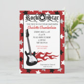 Rock a Dag Red Rock Star Guitar Baby shower Kaart (Staand voorkant)