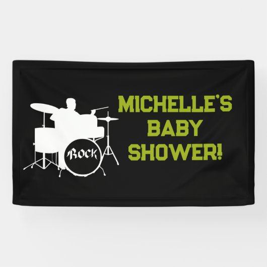 Rock a Dag Rock Star Guitar Baby shower Banner (Horizontaal)