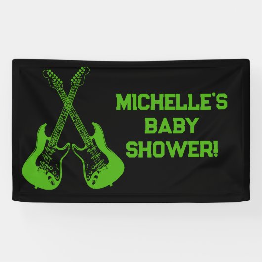 Rock a Dag Rock Star Guitar Baby shower Banner (Horizontaal)