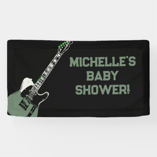 Rock a Dag Rock Star Guitar Baby shower Banner (Horizontaal)