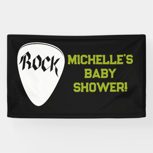 Rock a Dag Rock Star Guitar Baby shower Banner (Horizontaal)
