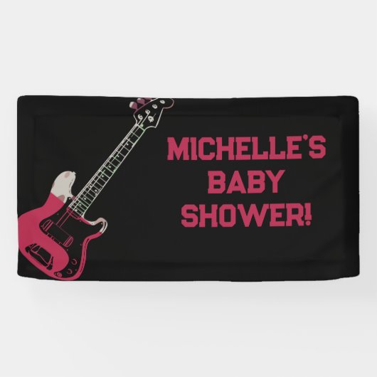 Rock a Dag Rock Star Guitar Baby shower Banner (Horizontaal)
