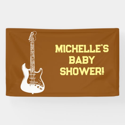 Rock a Dag Rock Star Guitar Baby shower Banner (Horizontaal)