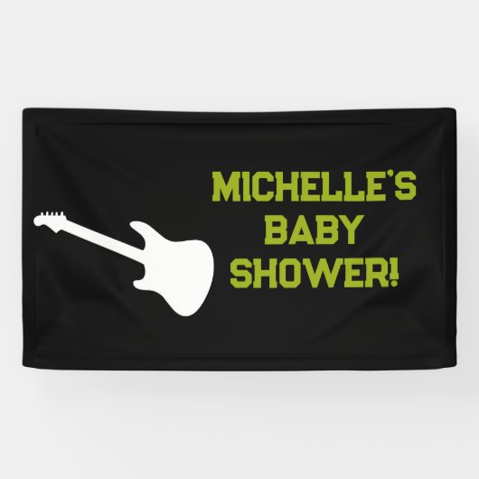 Rock a Dag Rock Star Guitar Baby shower Banner (Horizontaal)