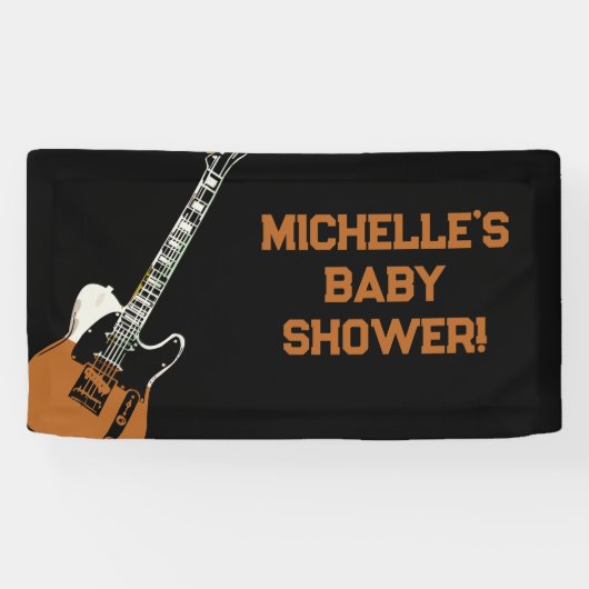 Rock a Dag Rock Star Guitar Baby shower Banner (Horizontaal)
