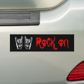 Rock aan, horens omhoog bumpersticker (Op auto)