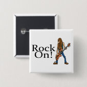 Rock aan. vierkante button 5,1 cm (Voorkant /achterkant)