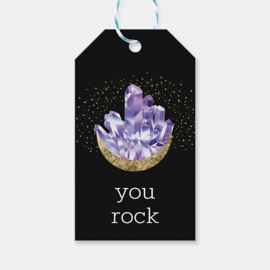 Rock Amethyst Crystals Bedankt Cadeaulabel (Voorkant)