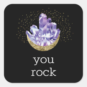 Rock Amethyst Crystals Bedankt Vierkante Sticker