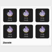 Rock Amethyst Crystals Bedankt Vierkante Sticker (Vel)