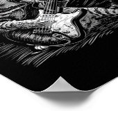 Rock &amp; Roll Cat Spelen Gitaar Funny Cats Guit Poster (Hoek)