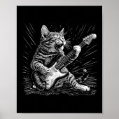 Rock & Roll Cat Spelen Gitaar Funny Cats Guit Poster (Voorkant)
