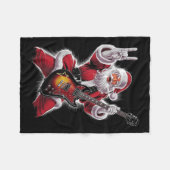 Rock &amp; Roll Christmas Santa Claus Guitar Playe Fleece Deken (Voorkant (Horizontaal))