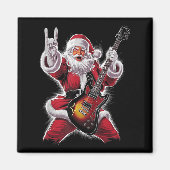 Rock &amp; Roll Christmas Santa Claus Guitar Playe Magneet (Voorkant)
