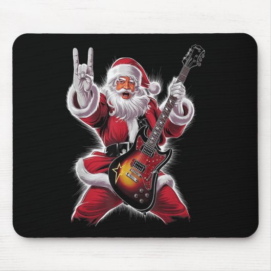 Rock & Roll Christmas Santa Claus Guitar Playe Muismat (Voorkant)
