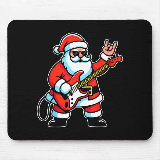 Rock & Roll Christmas Santa Claus Guitar Playe Muismat (Voorkant)