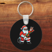 Rock & Roll Christmas Santa Claus Guitar Playe Sleutelhanger (Voorkant)