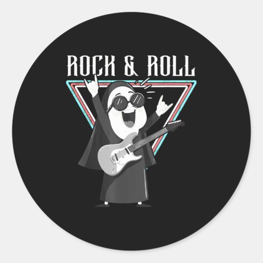 Rock &amp; Roll Fun Graphic Illustration  Ronde Sticker (Voorkant)