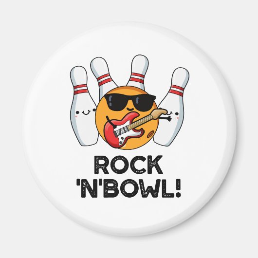 Rock and Bowl Grappige Bowling Pun Magneet (Voorkant)