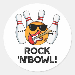 Rock and Bowl Grappige Bowling Pun Ronde Sticker