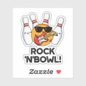 Rock and Bowl Grappige Bowling Pun Sticker (Vel)