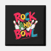 Rock and Bowl Mannen Vrouwen Spelers Tien Pin Bowl Magneet (Voorkant)