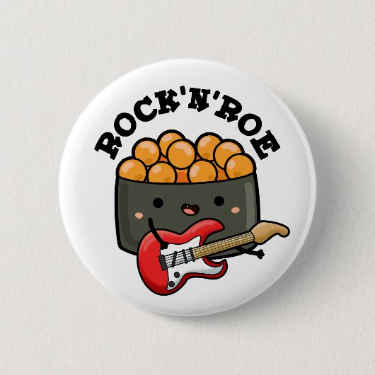 Rock and Roe Cute Rock and Roll Sushi Pun Ronde Button 5,7 Cm (Voorkant)
