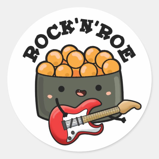 Rock and Roe Grappige Sushi Pun Ronde Sticker (Voorkant)