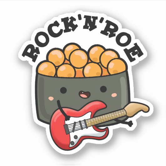 Rock and Roe Grappige Sushi Pun Sticker (Voorkant)