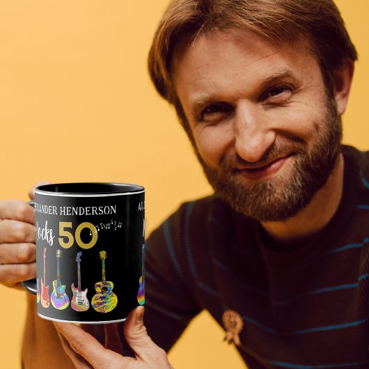 Rock and Roll 50e verjaardag gitaren Mok