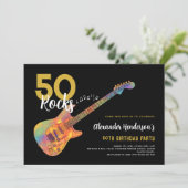 Rock and Roll 50e verjaardagsfeestje 50 Rocks Kaart (Staand voorkant)