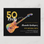 Rock and Roll 50e verjaardagsfeestje 50 Rocks Uitnodiging Briefkaart (Voorkant)
