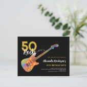 Rock and Roll 50e verjaardagsfeestje 50 Rocks Uitnodiging Briefkaart (Staand voorkant)