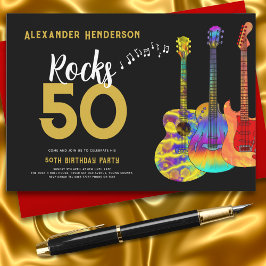 Rock and Roll 50ste Verjaardag Feest Muziek Gitaar Kaart