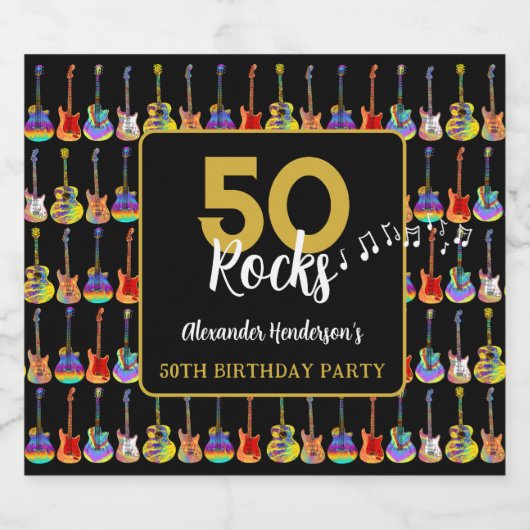 Rock and Roll 50ste verjaardagsfeest Custom Bier Etiket (Enkel label)