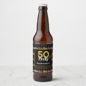 Rock and Roll 50ste verjaardagsfeest Custom Bier Etiket (Voorkant)