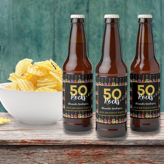 Rock and Roll 50ste verjaardagsfeest Custom Bier Etiket