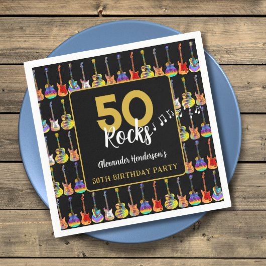 Rock and Roll 50ste verjaardagsfeest Custom Servet